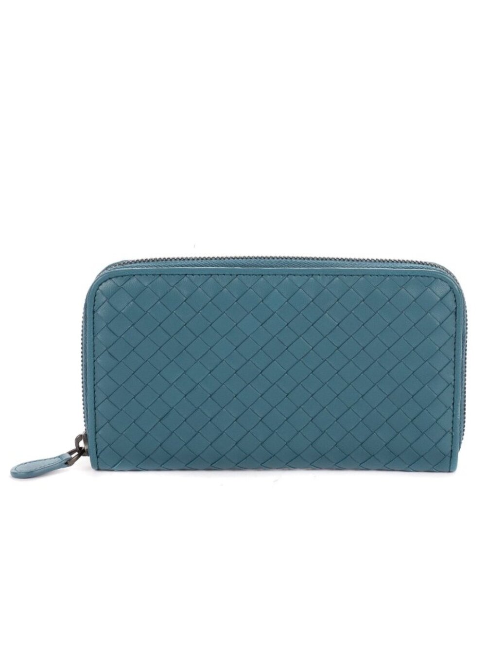 Bottega Veneta Classic Continental Wallet Blue Intrecciato Leather